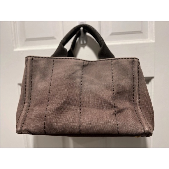 PRADA Canapa Taupe Canvas Tote Bag - Picture 4 of 8